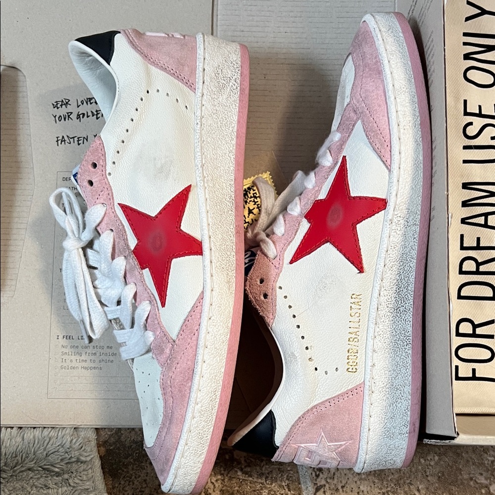 Golden Goose Pink and White Star Accent Sneakers - Picture 3 of 8